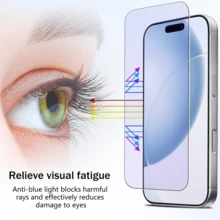 Yezodawee Full Coverage HD Eye-Protection Screen Protector, Compatible With Phone 16E/16/16 Plus/16 Pro/16 Pro Max, Phone 15/15 Plus/15 Pro/15 Pro Max, 14/14 Plus/14 Pro/14 Pro Max Series, Anti-Drop, Anti-Scratch, Smooth Touch, Fingerprint-Free - Clear - View 3