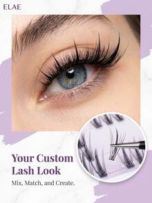 ELAE Wispy Manga Lashes Clusters Anime Spiky False Eyelashes Little Devil Mixed 8-16mm Individual Lash Extensions  D Curl Reusable Fairy DIY At Home Cosplay Makeup Daily Beauty Tools - Manga lashes - 查看 3