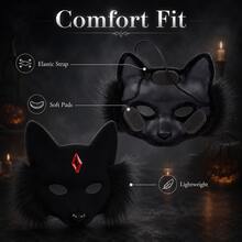 Naturepeak Halloween Masquerade Animal Mask Party Half Face Fox Mask Halloween Cosplay Prop, Suitable For Masquerade, Dancing, Outings, Role Play, Halloween Prop Mask - Fox - View 6