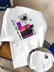 Men's Pattern T Shirt,Summer Men's Solid Color Classic Home Wear T Shirt - 白色 - 查看 2