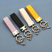 Leather Keychain Lanyard Fashion Unisex Key Ring Creative New H Car Key Fob Zinc Alloy Keychain, Suitable For Hanging Car Keys And Home Keys, Convenient To Carry, Ideal For Home And Travel. - A - View 4