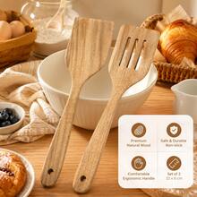 2PCS/1PC Acacia Wood Spatula Set Wooden Cooking Utensil Set - Brown - View 6