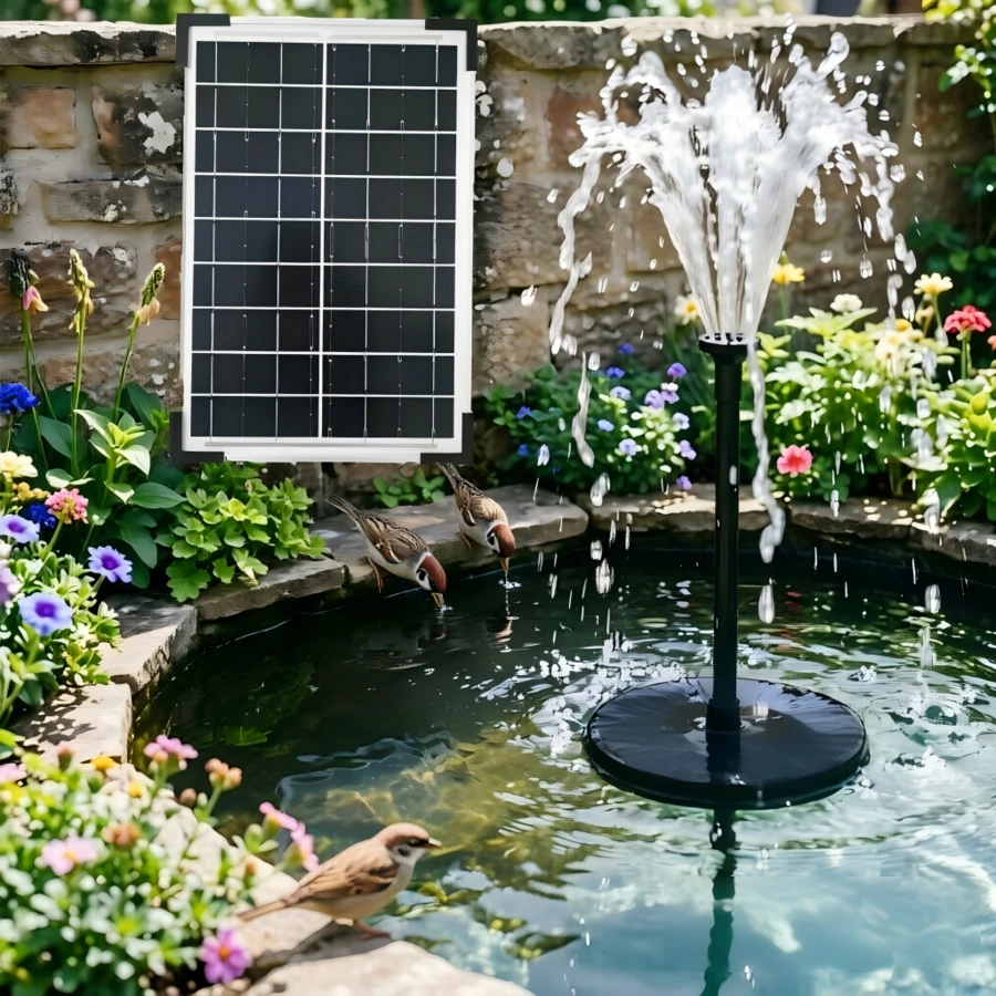 Solar Powered Fountain Pump Set, 6W And 12W Solar Powered Outdoor Fountain Pump, Multiple Spray Modes Suitable For Bird Bath, Pond, Garden, Fish Tank, Solar Powered Bird Bath Fountain Pump - Black - View 1