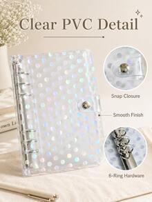1pc 6-Hole Iridescent Polka Dot Butterfly Loose Leaf Binder, PVC Transparent Insert File Folder Notebook Organizer - Multiple Styles - View 5