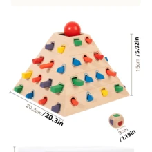 Pyramid-Shaped Wooden Stick Pulling Game Montessori Educational Toy, Geometric Shape Recognition, Color Matching, Stick Insertion, Educational Wooden Toy For Toddlers - Multicolor - View 14