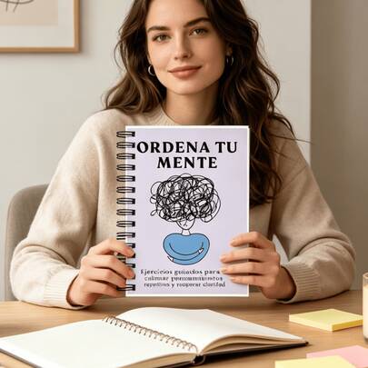 1pc Spanish Ordena Tu Mente Guided Mental Health Journal,Adult Anxiety Relief, Intrusive Thought Calming & Mind Clarity Training, Ideal For Self Care Stationery, Birthday & Back To School
