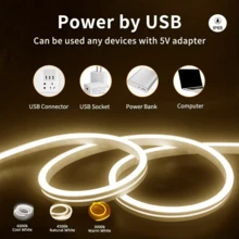 LQHZMYY 1pc Low Voltage 5V USB Powered LED Neon Light Strip With Gesture Hand Wave Switch, Multiple Lengths 0.3m--6m, Cuttable, For Live Streaming Fill Light, Hallway Staircase Lighting, Room Decoration, Room Atmosphere, Cabinet Decoration - Neon Lights - View 5