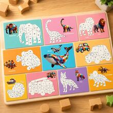 Buku Puzzle Stiker Geometri 3D untuk Anak, 5 Tema Hewan Dinosaurus Laut Kendaraan Buah Kit Kerajinan Seni Mosaik, Mainan Edukasi Montessori untuk Usia 3+ - MultiWarna - View 9