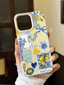 條紋檸檬字母防震手機殼，適用於 iPhone Apple XS/XR/11/12/13/14/15/16/13PROMAX/16PROMAX/14PLUS/17/17PROMAX、Phone A35/S24/A16/S24FE/S20/S22Plus/S25ultra/S25/S22/S21A335GA12A15A23A52/5G Galaxy S21A164G 及其他機型，春季禮物派對 - 彩色 - 查看 4