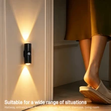 New Magnetic Wall Light, USB Rechargeable Night Light, Smart Sensor Wall Light, Three Color Temperature Peephole Style Ambient Light, Suitable For Stairs, Living Room, Bedroom, Hallway, Balcony, Etc., Perfect Holiday Gift - 1-pack Wall Light Black - View 5