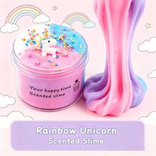 Súper lindo slime de cristal de unicornio rosa azul blanco, slime de nube apretable púrpura azul blanco, slime de cristal azul, slime de mar azul transparente grande y suave para aliviar el estrés y slime de niebla verde fresca del mar, plastilina azul claro, adecuado para fiestas, vacaciones, regalos de fiesta, cumpleaños, regalos de regreso a la escuela - Multicolor - Ver 3
