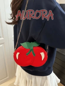 Cute Red Cherry Shaped Crossbody Bag - New Kawaii Sweet Style Ladies Shoulder Bag With Chain Strap, Unique Fruit - Themed Phone Pouch & Cartoon Pouch - 彩色 - 查看 13