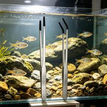 25cm 雙用不鏽鋼鑷子，適用於爬蟲類與魚缸，直頭或彎頭，黑色浸塑頭，防鏽耐腐蝕，多功能餵食、種植與清潔用 - 24.5cm/9.65IN彎鑷 - 查看 2