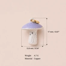 1pc Colorful Small Animal Mushroom Pendant, Exquisite Cute Style, 14k Gold Plated, Copper Material, Designed For Daily Small Parties And Family Gatherings, Cute Jewelry, Daily Charm Jewelry, Small Accessories, Pendant For Jewelry Making, High-End Jewelry, Stainless Steel Accessories - Multicolor - View 12