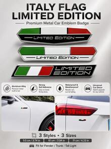 Italian Flag Limited Edition Car Metal Badge – 3 Styles & 3 Sizes, Premium Aluminum Alloy, Waterproof Self-Adhesive, Universal For Sports Cars, SUVs, Sedans & Trucks, Perfect Car Upgrade & Racing Style Decoration - A - View 11