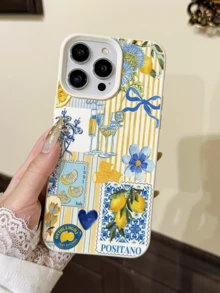 條紋檸檬字母防震手機殼，適用於 iPhone Apple XS/XR/11/12/13/14/15/16/13PROMAX/16PROMAX/14PLUS/17/17PROMAX、Phone A35/S24/A16/S24FE/S20/S22Plus/S25ultra/S25/S22/S21A335GA12A15A23A52/5G Galaxy S21A164G 及其他機型，春季禮物派對 - 彩色 - 查看 2