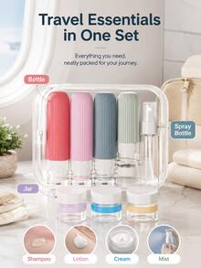 Travel Toiletry Bottles, Silicone Toiletry Containers, Leak-Proof Refillable Liquid Shampoo And Conditioner Travel Essential Toiletries - Multicolor - View 7