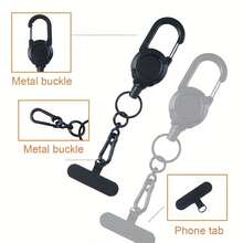 1pc Latest Anti-Theft Phone Lanyard With Retractable Device | Adjustable Length Buckle, Suitable For Hiking And Trekking, ABS Material - Multicolor - View 5