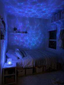 1 pieza [Luz de Proyección de Ondas de Agua] Luz Nocturna Recargable USB Redonda, Efecto de Luz Fluyente de Olas Oceánicas para Ambiente de Pared | Adecuado para Mesita de Noche, Dormitorio, Decoración del Hogar, Ocasiones de Regalo - Multicolor - Ver 12