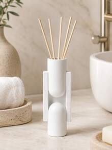 Minimalist Luxury Wabi-Sabi Style Matte White Resin Diffuser Vase, 3D Patchwork Arch Geometric Design, Home Fragrance Empty Reed Diffuser Container, High-End Living Room Bedroom Decor And New Home Luxury Gift - Geometric Fragrance Bottle - View 4
