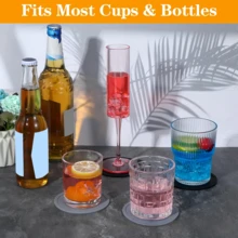 1/3/6pcs Colorful Silicone Drink Coasters, Waterproof Non-Slip Heat-Resistant Desktop Coasters, Suitable For Cold Drinks, Iced Coffee, Wine Glasses, Cute Home Decor Desk Protector - Multicolor - View 10