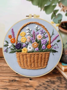 Embroidery Kit, 15x15cm/5.9x5.9 Inch, 20x20cm/7.9x7.9 Inch, Handmade DIY Embroidery Kit, Lemon, Daisy, Strawberry Embroidery Patterns, Simple Patterns, Classic Patterns, Suitable For Adult Beginners, Includes Embroidery Fabric, Instructions, Embroidery Hoop And Needle & Thread, Gifts For Friends And Family, Furniture, Office Handmade Art - A - View 4