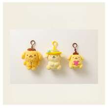 Official Sanrio Pompompurin Heart/Flower/Velvet Plush Charm-Soft And Fluffy Perfect For Attaching To Bags, Keychains, Or Car Keys; Fans Excellent Choice For A Holiday Gift. - Multicolor - View 5
