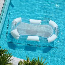 Inflatable Pool Float Mat With Headrest, Pool Lounge Float White Striped Adult Size, Summer Swimming Pool Lake Beach Party Water Hammock Chair Toy - White - View 3