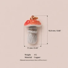 1pc Colorful Small Animal Mushroom Pendant, Exquisite Cute Style, 14k Gold Plated, Copper Material, Designed For Daily Small Parties And Family Gatherings, Cute Jewelry, Daily Charm Jewelry, Small Accessories, Pendant For Jewelry Making, High-End Jewelry, Stainless Steel Accessories - Multicolor - View 11