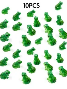 100/50/20/10/1 pieza Rana verde mini de resina, paisaje de musgo en miniatura para jardín de hadas DIY, accesorios hechos a mano para terrario, decoración del hogar, estatua de rana creativa y linda en miniatura, adecuada para coche, escritorio o decoración de jardín, decoración de fiesta - Multicolor - Ver 12