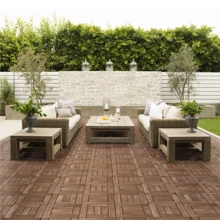 Butterslay Set Of 27 Wood Flooring Tiles Interlocking Deck Tiles Waterproof DIY Furniture Deck Tiles All-Weather Wooden Tiles For Garden Patio Backyard Indoor, Brown/Black/Wood - Brown-wood Flooring Tiles - View 2