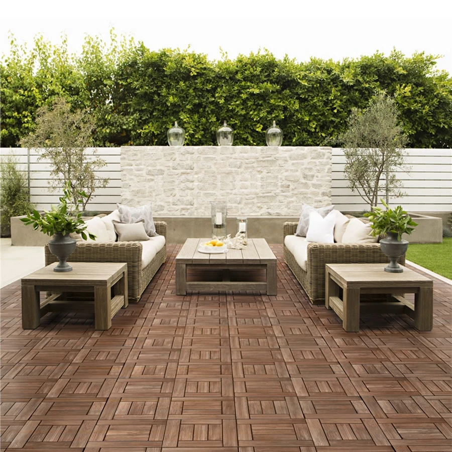 Butterslay Set Of 27 Wood Flooring Tiles Interlocking Deck Tiles Waterproof DIY Furniture Deck Tiles All-Weather Wooden Tiles For Garden Patio Backyard Indoor, Brown/Black/Wood