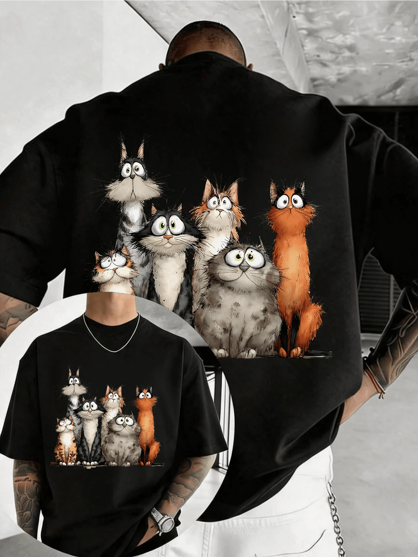 Men T-Shirts - 黑色 - 查看 1