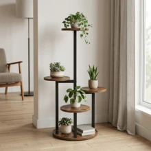 4-Tier Indoor Plant Stand Compact Corner Shelf MDF Iron Space-Saving Vertical Design For Living Room Balcony Easy Assembly - View 5