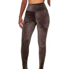 Set Of 3 Corduroy Plush Leggings, Comfortable, Thick Fabric, For Winter - Black / Brown / Gray - View 3