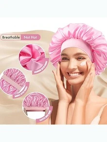 Solid Color Bow Ribbon Smooth Satin Women's Sleep Cap, Multiple Colors Available, Perfect For Curly Hair, Braids, Dreadlocks And Various Hairstyles. Comfortable And Casual, Suitable For Home, Daily Wear And Sleep. Unisex, This Nighttime Hair Care Product Keeps Your Hair Healthy All Night. Perfect Gift For Mother's Day - Coffee Brown - View 5