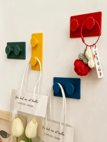 9/8/4/1pc Building Block Hook, No Punching, Seamless Hook, Wall Storage, Key Hook, Suitable For Renting, Hanging Keys, Masks, Hats, Canvas Bags, Hair Bands, Kitchen Aprons, Hand Towels, Dormitory Bags, Headphones, All Kinds Of Wires, - Multicolor - View 3