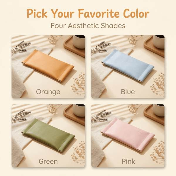 1pc/2pcs Set Soft PU Leather Self-Closing Eyeglass Storage Bag, Anti-Scratch Shock-Resistant Portable Fashion Eyeglass Case, Multi-Function Mini Carrying Pouch, Suitable For Daily Myopia Glasses And Fashion Glasses Storage, Business Commute And Travel Organizer