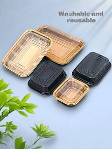 Reusable Washable Sushi Box/Gold Portable Fruit Tray/Fresh Food Container/American Style Takeout Box/Japanese Sashimi Rectangular Takeaway Packaging Box/Vegetable Salad Packaging Box - Multicolor - View 2