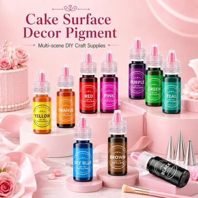10 Colors Liquid Coloring Set, 6ml Bottles Dessert Decorating Supplies For Baking DIY