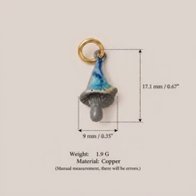 1pc Exquisite Cute Style 14K Gold Plated Copper Colorful Mushroom & Pet Pendant, DIY Daily Bracelet Necklace Keychain Charm Decoration For Women - Multicolor - View 9