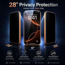 CASECOPS 4片裝 9D 隱私鋼化玻璃全螢幕保護貼，鋼化玻璃材質，相容 17 Pro Max/17 Pro/17 Air 及所有其他機型，9H+ 硬度鋼化玻璃前膜，防指紋、高清晰、觸控靈敏、超薄精準貼合、防摔防刮手機螢幕保護配件 - 絲網印刷防窺4片 - 查看 8