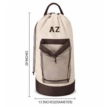 Mochila bolsa de lavandería con estampado de letra, bolsa de lavandería personalizada con inicial, mochila de lavandería para dormitorio universitario, regalo de graduación para estudiantes - Multicolor - Ver 5