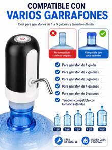 1 Piece Automatic Water Dispenser With LED Light, Rechargeable Automatic Water Dispenser Wireless Electric Drinking Water Pump - Black and White - View 7