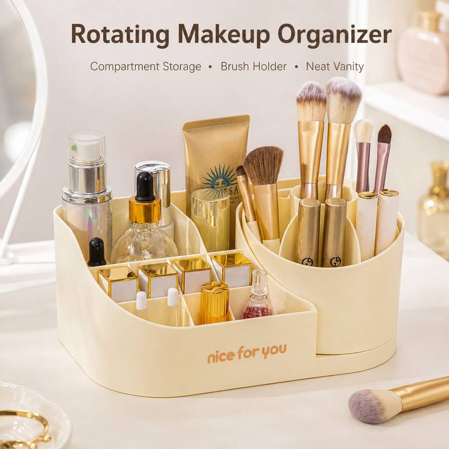 Rotating Skincare Storage Box, Premium Compartmentalized Makeup Organizer, Desktop Lipstick And Makeup Brush Holder Wholesale - Multicolor - View 1