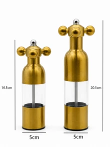 1 pieza Molinillo de especias de acero inoxidable para cocina, molinillo manual de sal y pimienta con contenedor de especias transparente, molinillo de pimienta recargable para el hogar, la mesa y el restaurante - Dorado - Ver 8