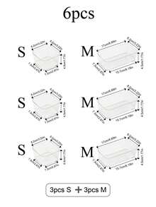 9/8/6/5/3/1件抽屜分隔收納盒，髮飾整理盒，內置格欄，珠寶與化妝品收納盒，透明PET塑料材質，多功能雜物分類盒，多種尺寸可選，適用於各種場景 - 彩色 - 查看 22