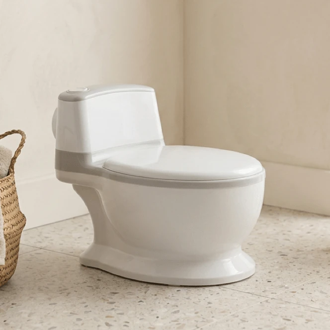 Potty Training Toilet Seat For Toddlers - Realistic Design With Splash Guard & Non-Slip Base - Removable Bowl For Easy Cleaning - White - View 1