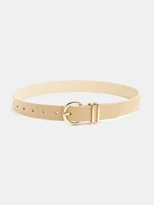 1pc/3pcs Solid Color Casual PU(Polyurethane) Women's Decorative Belt Suitable For Daily Use Double Buckle Yellow - A - View 7