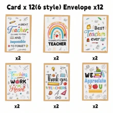 12pcs Teacher Thank You Cards With Envelopes - Multi-Purpose Teacher Appreciation Cards, Suitable For Teacher's Day, Graduation, Retirement And Holidays, Teacher Appreciation Gifts - A - View 7